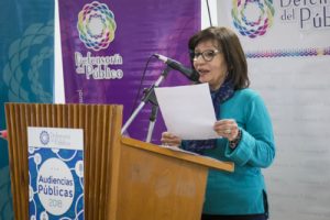 Esther Migueles Presidenta de ACCOS FM La Chicharra en la audiencia pública fuente Defensoria del Publico